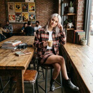 VOLCOM Juniors Frochickie Plaid Zip-Front Jacket, Size Large